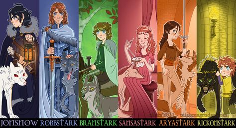 Stark Children, Stark Family, Song Of Ice And Fire, Asoiaf Art, Gra O Tron, Ice And Fire, Games Of Thrones, Game Of Thrones Art, Sansa Stark