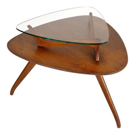 Vladimir Kagan style of glass top walnut side or end tables on beautiful sculptured legs. Made in the mid 20th century.    -Unmarked. Mid Century Modern Sofa Table, Mcm Side Table, Side Table Decor Living Room, Water Genasi, Mid Century Modern Accessories, Retro Side Table, Mid Century Modern Side Table, Free Mail, Style Side Table