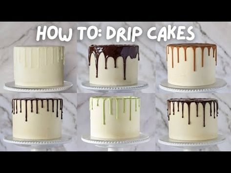 (1775) Cake Decorating for Beginners: How to Make Drip Cakes SIX Ways! (Plus a bonus brand new way) - YouTube How To Drip Cake, Cake Decor For Beginners, How To Make A Drip Cake, Beginner Cake Decorating, Decorating For Beginners, Cake Decorating For Beginners, Decorating 101, Decorating Cakes, Easy Cake Decorating