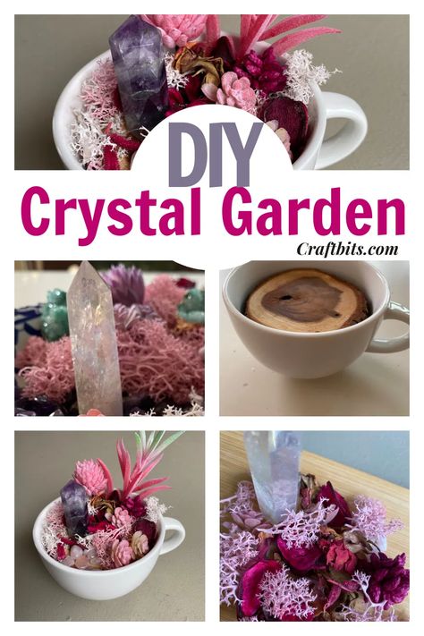 Crystal Terrarium Diy, New Craft Ideas, Diy Crystal Crafts, Crystals Meanings, Diy Tricot, Crystal Room, Displaying Crystals, Crystal Garden, Witchy Crafts