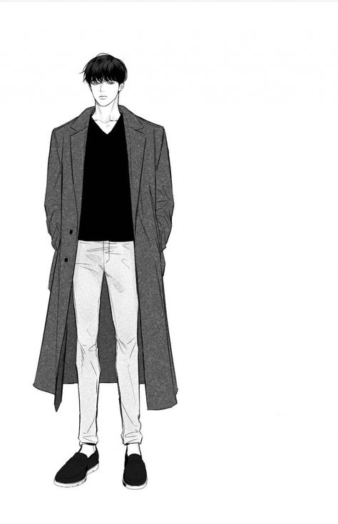 Manhwa Outfits Male, Boy Standing Drawing, Drawing Poses Male, Boy Sketch, Manga Poses, Male Pose Reference, Man Sketch, Anime Boy Sketch, Body Sketches