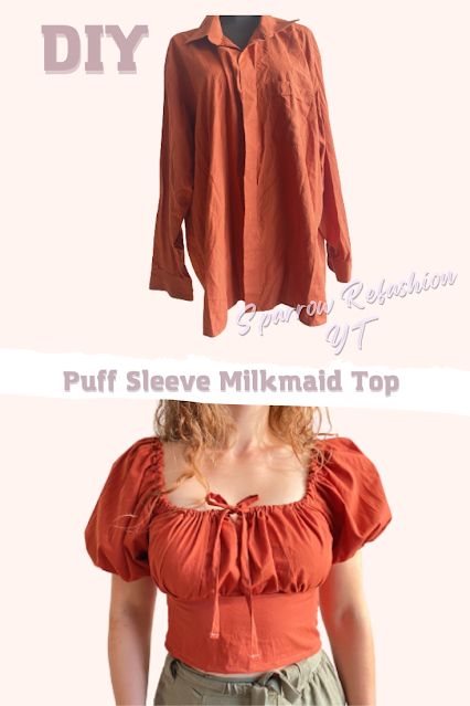 Diy Dress Makeover Refashioning Ideas, Blouse Thrift Flip, Plus Size Thrift Flip, Shirt Thrift Flip Diy, Blouse Diy Sewing, Sewing Upcycled Clothing Easy Diy, Upcycle Videos, Sewing Thrift Flip, Diy Blouse Refashion