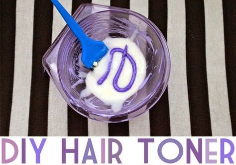 DIY Purple Hair Toner | Neon Rattail Diy Toner Hair Brassy, At Home Hair Toner, Diy Purple Shampoo, Purple Hair Toner, Toner For Orange Hair, Purple Shampoo Toner, Diy Hair Toner, Hair Toning, Shampoo Diy