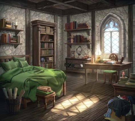 Fantasy House Interior, Fantasy Inn, Medieval Bedroom, Dnd Room, Royal Room, Fantasy Bedroom, Bedroom Drawing, Victorian Bedroom, Fantasy Rooms