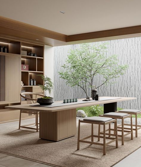 Japanese Zen Interior, Modern Chinese Interior, Zen Interiors, Japanese Style House, Chinese Interior, Japandi Living, Japandi Design, Japanese Interior Design, Interior Minimalista