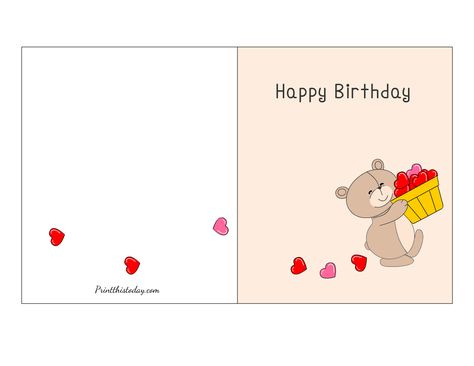 Foldable Birthday Card Template Birthday Cards Free Printable, Birthday Card Template Free, Printable Birthday Cards, Free Printable Birthday Cards, Birthday Cards To Print, Happy Birthday 18th, Happy Birthday Cards Printable, Cute Birthday Card, Free Birthday Card