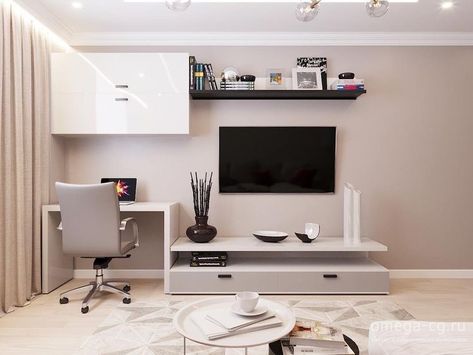 Home Study Design, Small Tv Room, Tv Fal, Modern Home Offices, Elegant Living Room Decor, Home Hall Design, Small Home Offices, House Furniture Design, Living Room Design Decor