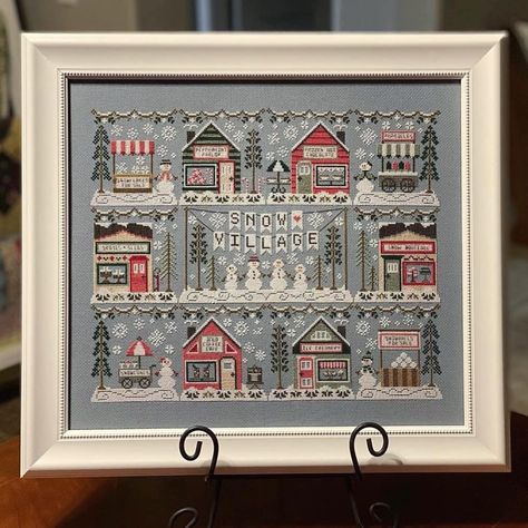 Silver Creek Samplers Gallery.ru, Village Cross Stitch, Country Cottage Needleworks, Cross Stitch Gallery, Beautiful Snow, Pola Kristik, Snow Village, Dough Bowl, Cross Stitching