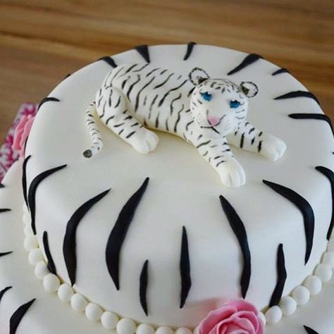 Fondant tijger White Tiger Cake, Cake Mom, Tiger Party, Tiger Birthday Party, Tiger Cake, Tiger Birthday, Anna Birthday, Zoo Birthday, James 4