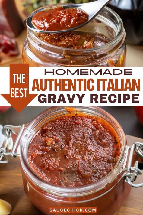 Authentic Italian Gravy Recipe Italian Gravy Authentic, Poor Recipes, Italian Gravy Recipe, Italian Sunday Gravy, Best Gravy Recipe, Tomato Gravy Recipe, Italian Gravy, Best Spaghetti Sauce, Red Gravy