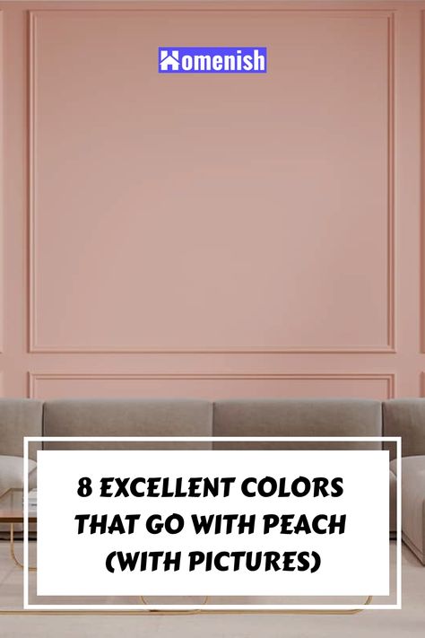 Here we look at the best colors that go with peach, particularly with reference to using peach as a wall color or an accent color in interior design. Peach Walls Bedroom Decor, Peach Color Bedroom Ideas Wall, Peach Color Wardrobe Design, Peach Color Interior Design, Peach Accent Wall Bedroom, Peach Office Ideas, Peach Office Walls, Wall Color With Peach Bedding, Peach Feature Wall