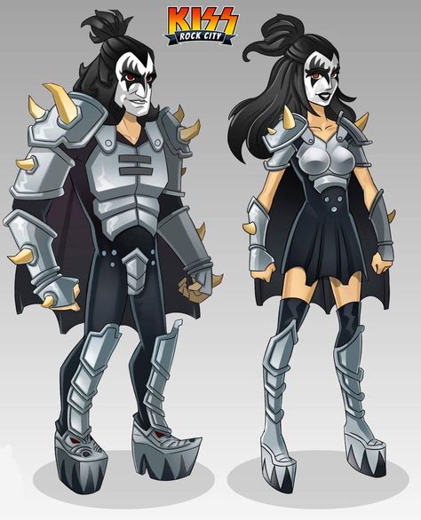 Kiss Inspired Outfits, Kiss Band Fanart, Kiss Band Costume, Gene Kiss, Gene Simmons Costume, Sophia Loren Style, Kiss Artwork, Kiss Costume, Kiss Outfits