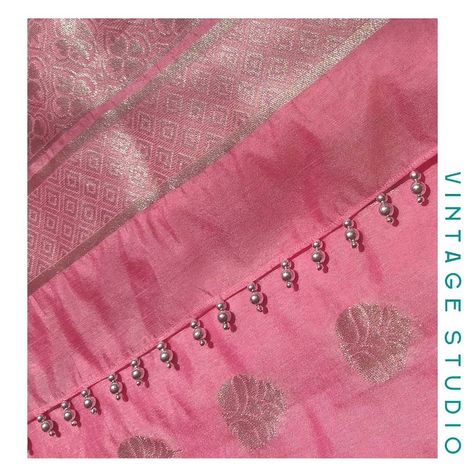 Pearl Saree, Crochet Saree, Saree Kuch, Tassels Saree, Saree Kuchu New Designs, Tassels Designs, Tassel Embroidery, Saree Pallu, Designer Tassels