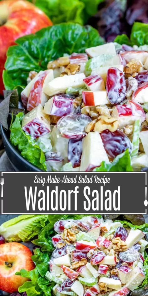 Waldorf Salad Recipe Recipe - Home. Made. Interest. Salad Grapes, Lunch Protein, Easter Side Dish, Easter Salad Recipes, Mayonnaise Dressing, Healthy Lunch Salad, Waldorf Salad Recipe, Apple Walnut Salad, Easter Side Dishes