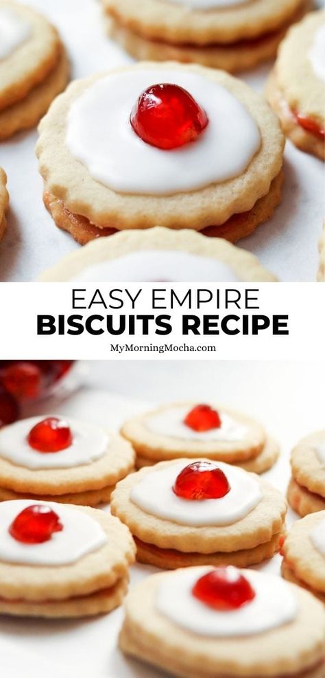 Empire Cookies Recipe, Empire Biscuits Scottish, Imperial Cookies Recipes, German Biscuits Recipes, Xmas Biscuits Recipe, English Biscuit Recipe, Biscuit Cookies Recipe, Tea Biscuits Recipes, Tea Biscuits Easy