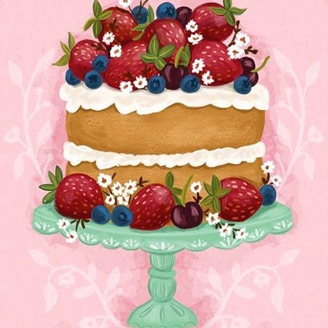 Weekend is almost here! Help yourself with some cake 😘 Strawberries and cream cake :) . . . #illustration #surfacepatterndesign #surfacedesign #artlicensing #stationery #greetingcard #art #makeartthatsells #printandpattern #illustratorsoninstagram #printdesign #cake  #Regram via @BnJQTlIAnTE Olivia Gibbs, Strawberries And Cream Cake, Watermelon Illustration, Different Goals, Food Illustration Design, Cake Illustration, Help Yourself, Illustration Food, My Goals