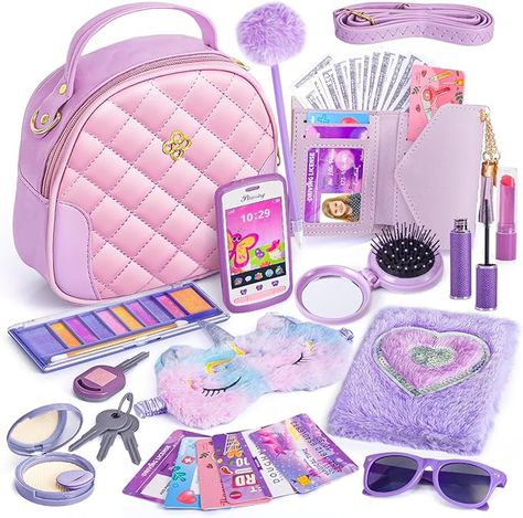 Amazon.com: Little Girl Purse with Accessories, My First Purse Set - Play Makeup Diary Eye Mask Wallet Toy Phone Keys Sunglasses Credit Cards Kids, Princess Pretend Play Christmas Unicorn Gift Toy for Girl Age 3+ : Toys & Games Grocery Gift Card, Makeup Kit For Kids, Play Makeup, Kids Purse, Princess Toys, Vip Card, Kids Pretend Play, Christmas Unicorn, Pretend Play Toys