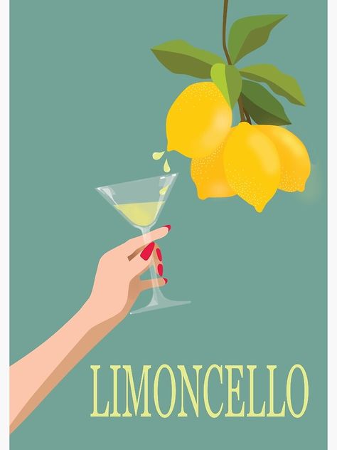 "Limoncello" Poster for Sale by lerperger | Redbubble Limoncello Art Print, Limoncello Illustration, Limoncello Aesthetic, Italy Illustration Art, Italian Illustration, Drink Posters, Lemon Poster, Lemon Martini, Italy Illustration