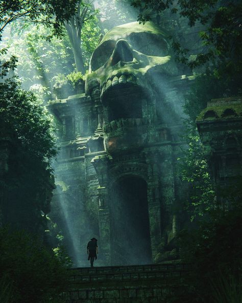 Jungle Temple, Temple Ruins, Mystical Places, Temple Art, Fantasy Castle, Fantasy Places, Matte Painting, Fantasy Art Landscapes, Fantasy Concept Art