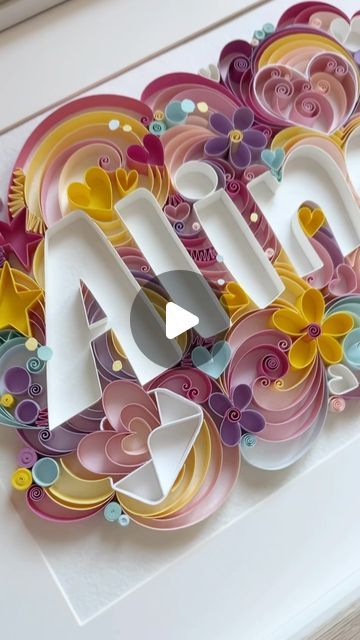 Quilling By Svetlana Danilova on Instagram: "New experience with quilled design and paper swirls 🌀 Quilling name decor 🌀  #quilling#name#kidsroom#girlsroom#kidsdecor" Name Paper Design, Paper Curling Art, Name Quilling Art, Quiling Paper Art Ideas, Diy Name Decor, Quilling Art For Beginners, Quilled Names, Name Design Art Ideas, Name Quilling