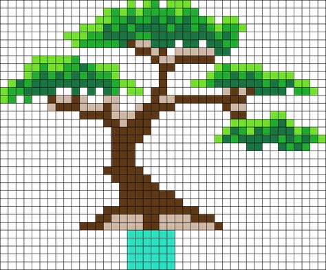 Bonsai Tree 4 Perler Bead Pattern | Bead Sprites | Misc Fuse Bead Patterns Perler Bead Bonsai Tree, Perler Bead Tree, Tree Perler Beads, Bonsai Tree Minecraft, Tree Perler Bead Patterns, Perler Bead Plants, Pixel Art Tree, Pixel Tree, Cardboard Crafts Kids