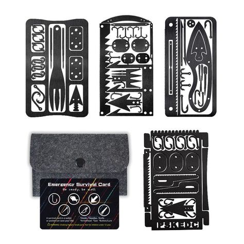 PSKOOK Survival Multitool Card Emergency Camping Tool EDC Kit in Your Wallet Outdoor Hunting Fishing Hiking Gear (Black 4PCS) Survival Fishing, Survival Card, Hunting Tools, Camping Tools, Emergency Supplies, Outdoor Hunting, Wilderness Survival, Survival Tools, Fishing Tools