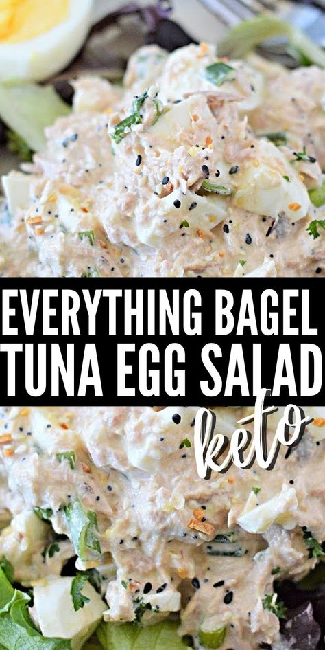 Keto Everything But the Bagel Tuna Egg Salad #ketoeverythingbageltunaeggsalad #everythingbutthebageltunaegsalad Keto Everything Bagel, Keto Everything, Tuna Egg Salad, Salad Keto, Tuna And Egg, Everything But The Bagel, Egg Salad Recipe, Low Carb Lunch, Tuna Recipes