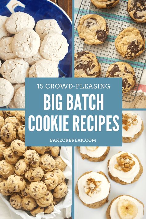 15 Big Batch Cookie Recipes - Bake or Break Big Batch Christmas Cookies, Bake Sale Cookies, Cherry Oatmeal Cookies, Monster Cookies Recipe, Mini Chocolate Chip Cookies, Easy Christmas Cookie Recipes, Cookie Recipes Homemade, Big Cookie, Gourmet Cookies