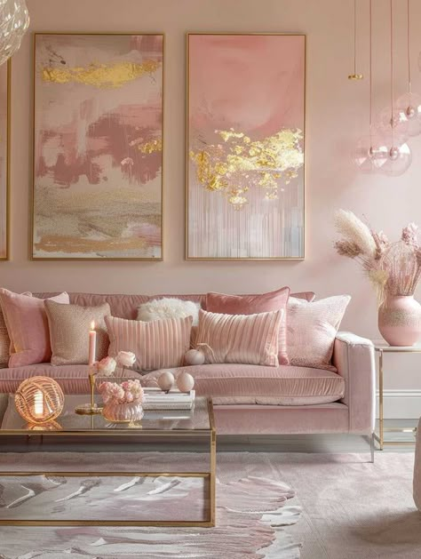 20+ Pink Color Room Design Delights for a Captivating Home • 333+ Inspiring Lifestyle Ideas Luxe Apartment Decor, Green Room Colors, Bright Room Colors, Girly Living Room, Paint Colors 2024, Modern Paint Colors, Hello Tuesday, Bright Room, Girly Apartments