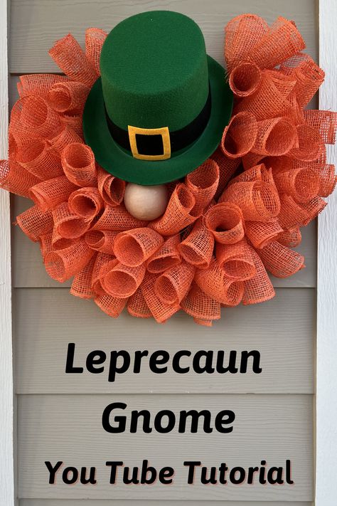 St Patrick’s Day Mesh Wreaths, St Patricks Day Wreath Deco Mesh, St Patricks Wreaths For Front Door Diy, St Patrick’s Wreath Diy, Gnome St Patrick, Saint Patrick’s Day Wreath, Hobby Lobby St Patricks Day, St Patricks Wreath Ideas, St Patrick's Day Wreath Diy