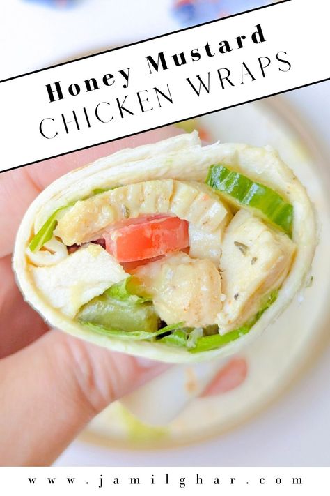 Make an easy honey mustard chicken wrap full of creamy honey mustard sauce and fresh ingredients for a quick lunch, dinner, or snack. #FeelingFestive24 Honey Mustard Chicken Wrap, Easy Chicken Wrap, Easy Honey Mustard, Creamy Honey Mustard, Creamy Honey, Potato Salad Healthy, Turmeric Black Pepper, Spinach Wraps, Black Mustard Seeds