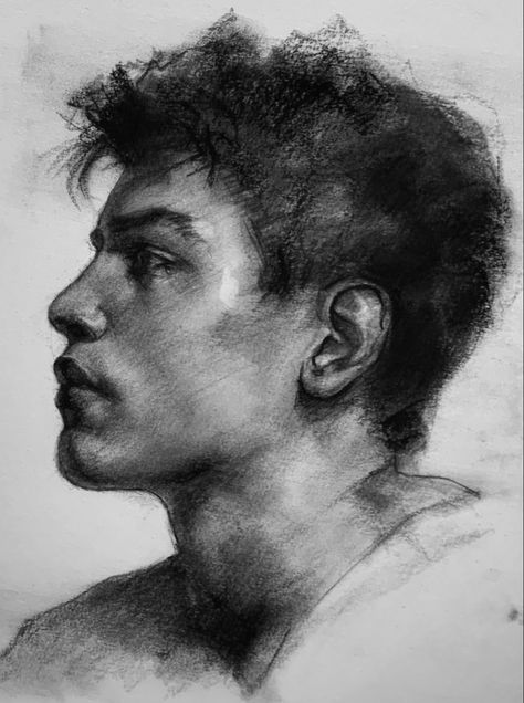 Charcoal Drawing People, Male Face Drawing, Charcoal Artists, Futurism Art, Profile Drawing, Graphite Art, Charcoal Sketch, Creative Drawing Prompts, Charcoal Art