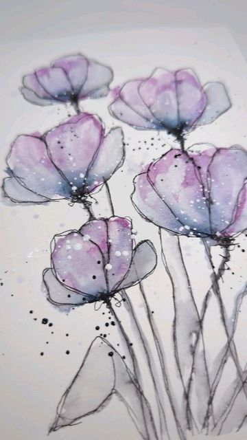 Loose Watercolor Paintings, Loose Watercolor Flowers, Painted Cards, Watercolour Cards, Whimsical Art Paintings, Doodle Art Flowers, Watercolor Flowers Tutorial, You Doodle, Water Colours