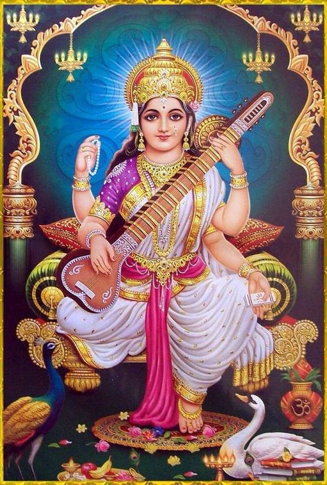 Saraswati Devi Saraswati Mata, Hindu Cosmos, Indian God, Hindu Goddess, The Hindu, Cosmos, Krishna, Guitar