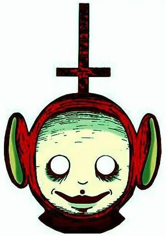 Teletubby Tattoo, Teletubbies Terror, Teletubbies Drawing, Teletubbies Tattoo, Satanic Tattoos, Zombie Art, Halloween Painting, Dark Art Drawings, Dark Tattoo