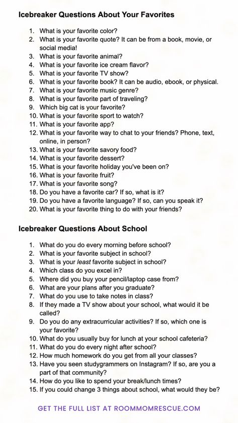 Best Icebreaker Questions, I’ve Breaker For Teens, Questions To Get To Know Each Other, Ice Breaker Questions For Teens, Getting To Know Each Other Questions, Icebreaker Activities For Teens, Get To Know You Games For Teens, Ice Breakers For Teens, Icebreaker Questions For Teens