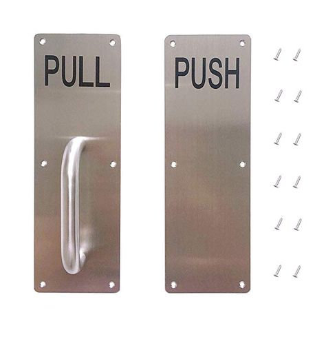 Aimyoo Stainess Steel Door Handle, PULL and PUSH Plate Commercial Door Handle with Screws 11.8" x 3.2" Commercial Door Handles, Push Door, Door Push Plates, Bathroom Door Handles, Stainless Steel Door Handles, Commercial Door, Door Handle Sets, Door Upgrade, Industrial Hardware