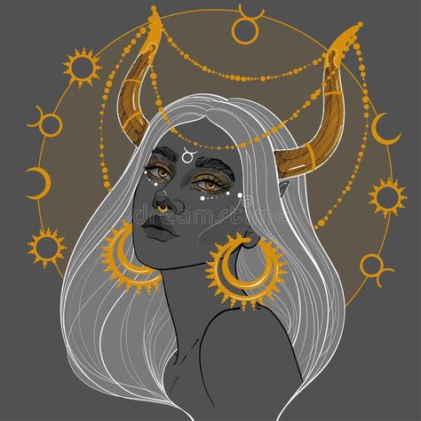 Horns Aesthetic, Spring Sketch, Taurus Girl, Taurus Art, Taurus Horoscope, Mom Tattoo Designs, Taurus Tattoos, Astrology Taurus, Illustration Cartoon