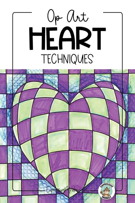 Op Art Hearts is the perfect art lesson for Valentine's Day! See the art techniques that make these hearts really pop! This op art heart lesson is easy enough for upper elementary students and middle school students. See how using mixed media is my secret for creating just the right amount of contrast in my op art hearts. February Art Projects For Kids, February Art Projects, Hearts For Valentines Day, February Art, Op Art Lessons, Valentine Art Projects, Arte Doodle, Art Projects For Teens, Art Projects For Adults