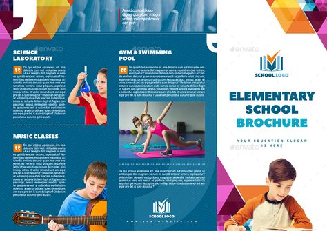 Elementary School 3 Fold Flyer by Audiovisual_Media | GraphicRiver 3 Fold Flyer, School Brochure Design, Education Slogans, Education Flyer, School Branding, School Brochure, Course Design, Fold Brochure, Brochure Design Inspiration