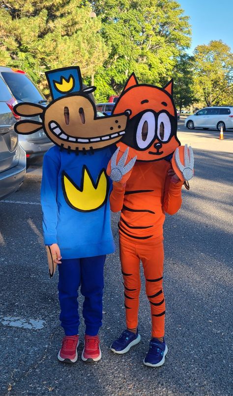 Dog Man Book Week Costume, Dog Man Trunk Or Treat, Petey The Cat Dog Man Costume, Bookweek Costumes Diy, Lil Petey Costume Dog Man, Dog Man Character Costume, Diy Dog Man Costume, Homemade Boys Costumes, Book Character Cosplay Ideas