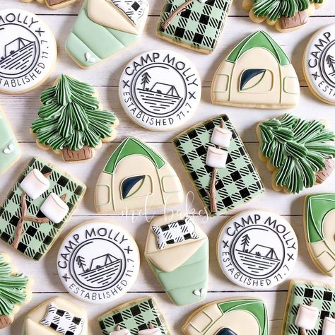 Melissa Wilson’s Instagram profile post: “Love this little camping set for a bachelorette party! 🏕 . . #Bachelorette #BacheloretteCookies #Camping #CampingCookies #Marshmallows…” Bachlorette Party Food, Glamping Bachelorette Party, Bachelorette Party Cookies, Camping Cookies, Camp Bach, Hunting Cake, Bachelorette Cookies, Cookie Decorating Icing, Ultimate Bachelorette Party