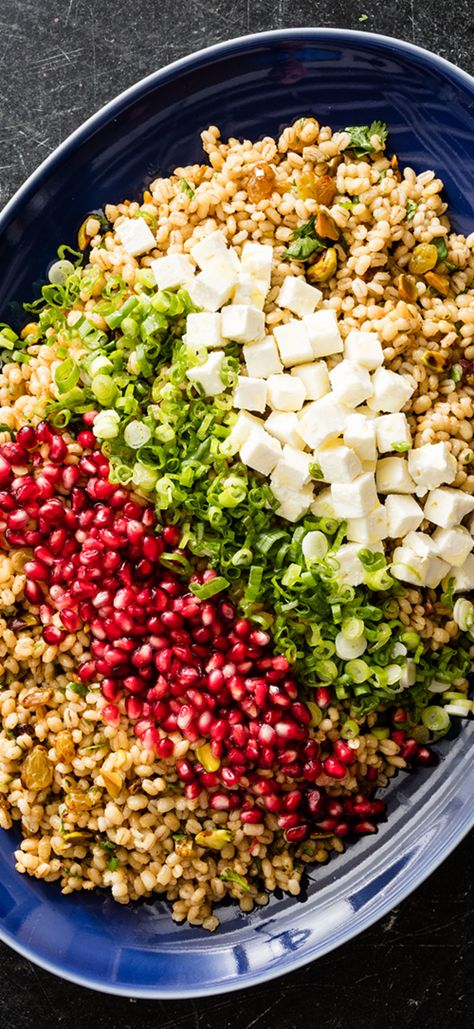 Barley Salad Recipes, Pearl Barley Salad, Mediterranean Cookbook, Unique Salad, Barley Recipe, Barley Salad, Grain Salad, Pearl Barley, Egyptian Food