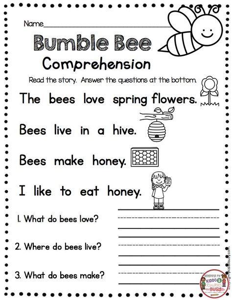 FREE ACTIVITIES Kindergarten Reading Passage with Comprehension Questions - Spring bumblebee theme - fluency and sight word practice - guided reading groups - small reading groups and intervention - first grade RTI - free emergent reading and writing activity #kindergarten #kindergartenreading #readingintervention Kindergarten Writing Activities, First Grade Reading Comprehension, Writing Sentences, Reading Comprehension Kindergarten, Spring Reading, Kindergarten Reading Worksheets, First Grade Worksheets, English Worksheets For Kids, Read And Write