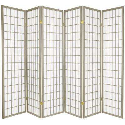 6 ft. Grey Window Pane 6-Panel Room Divider Shoji Room Divider, Grey Windows, 4 Panel Room Divider, Tall Windows, Shoji Screen, Asian Furniture, Folding Room Dividers, Asian Homes, Divider Screen