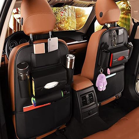 Amazon.com: 2 Pack PU Leather Premium Car SeatBack Organizer Travel Accessories Car Seat Back Organizer Seat Protector Kick mats Back seat Protector and Cup Holder Holder Universal Use Seat Covers Black : Automotive Seat Back Organizer, Backseat Organizer, Best Car Seats, Backseat Car Organizer, Car Seat Organizer, Car Seat Protector, Leather Car Seats, Storage Bags Organization, Seat Protector