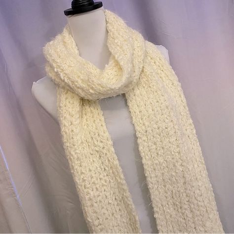 Mixit Cream Colored Soft Knit Scarf Knit Aesthetic, Scarf Aesthetic, Cream Scarf, Scarf Knit, Soft Scarf, Cream Colour, Off White Color, Long Scarf, Knit Scarf