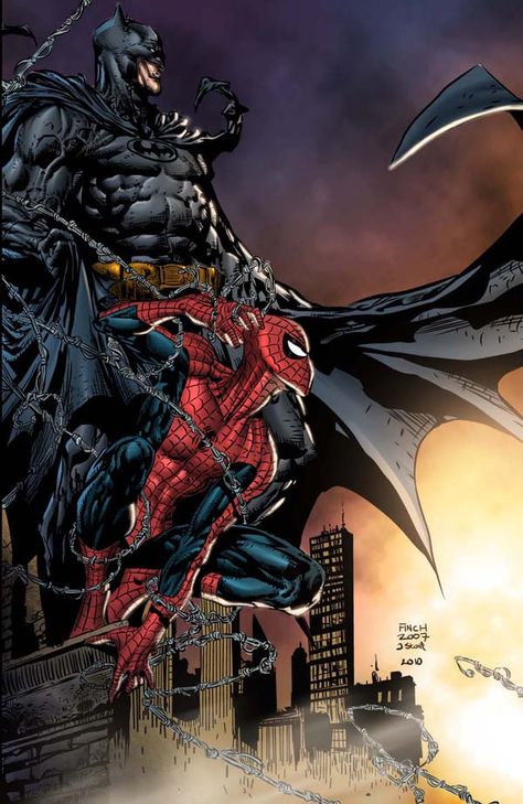 BATMAN AND SPIDERMAN by arfel1989 Batman And Spiderman, Dc Comics Vs Marvel, Spiderman Images, Marvel And Dc Crossover, David Finch, Batman Spiderman, Batman Artwork, David Fincher, Batman Wallpaper