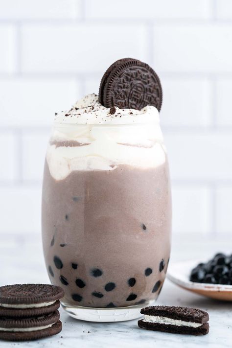 Oreo Cream, Oreo Bubble Tea, Oreo Recipe, Milk Tea Boba, Boba Recipe, Oreo Milk, Bubble Tea Flavors, Oreo Filling, Milk Tea Recipes