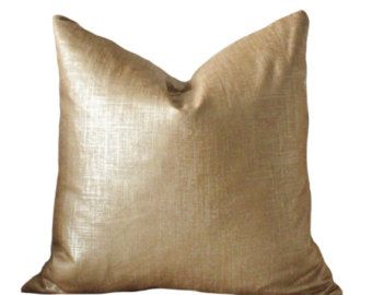 Bronze Gold Pillow - Metallic Pillow Cover -Throw Pillow Cover - Linen Gold Neutral Pillow - Motif Pillows Gold Pillows Couch, Gold Couch, Gold Pillow Covers, Metallic Pillow, Gold Pillow, Gold Throw, Gold Throw Pillows, Diy Pillow Covers, Neutral Pillows